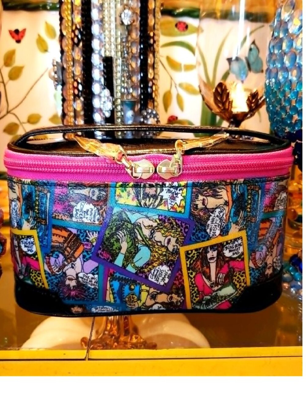 Vintage Betsey Johnson Comic Babe Girl Dress Poster Art Zebra Print Mini Handbag